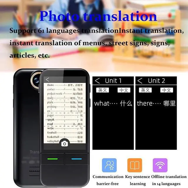 Alt view image 5 of 6 - AI Voice Real Time Translator 138 Multi Online Languages Voice-Record 3.1 Inch Big Touch Screen Learning Conversion T11(White)
