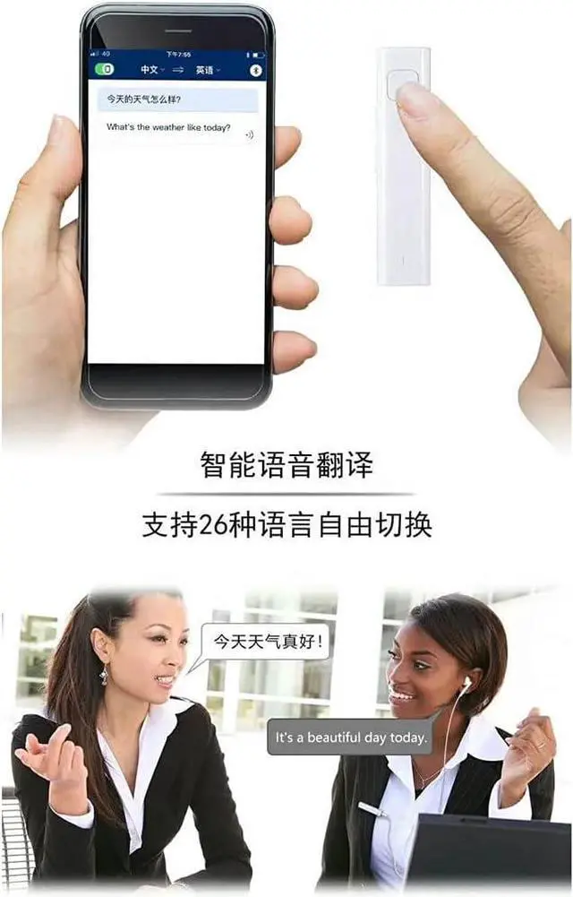 Alt view image 5 of 5 - Smart Voice Translation Headset Stereo Mini Languages Translator Headphone(Black)