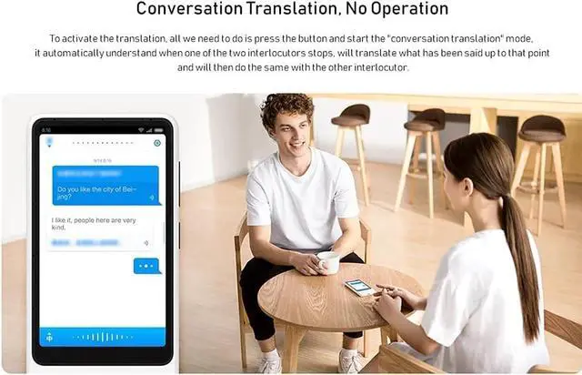 Alt view image 4 of 5 - Translator AI Voice Translate Touch Screen 4G/WiFi/SIM 8MP Camera Photo Tranlation Multi Language Leaning Machine