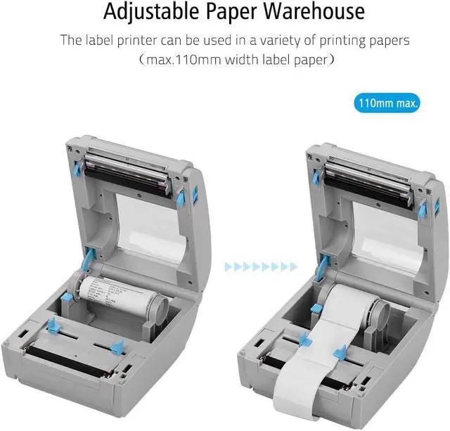 Alt view image 7 of 7 - Multifunction Desktop 110mm Thermal Paper Printer Barcode Label BT Communication Interface