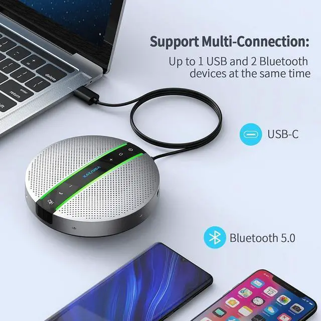 Alt view image 6 of 6 - Bluetooth Conference Speakerphone Wireless Microphone and Speaker for Mobile Phone and Computer, USB Office Speakerphone for Skype, Zoom