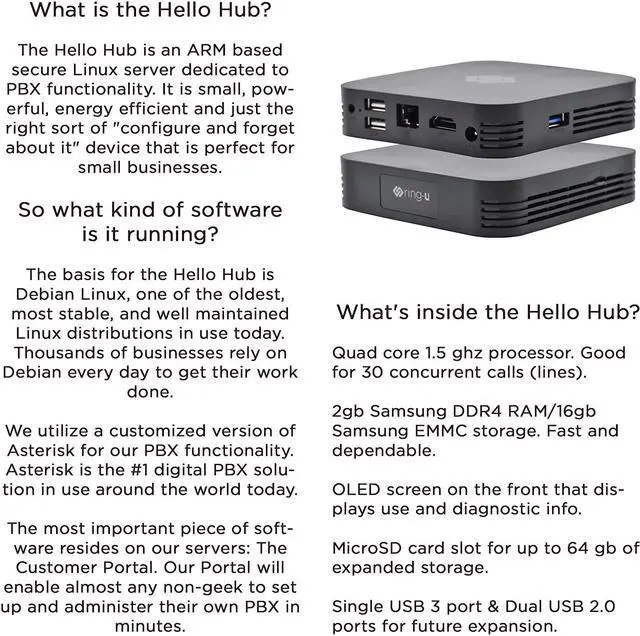Alt view image 6 of 6 - ring-u Hello Hub Small Business Phone System (PBX) and Service (VOIP). Up to 30 Lines and 75 Extensions. Keep Your Number! Set-up Easier Than a Wireless Router. Ring-u Service Required.