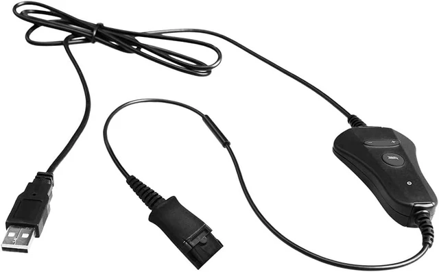 Alt view image 3 of 6 - QD-to-USB Adapter Cable with Volume-Mute - 5PACK for 4-Pin Plantronic-QD Plug Headset