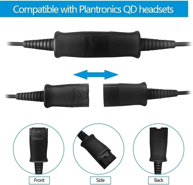 Alt view image 4 of 6 - QD-to-USB Adapter Cable with Volume-Mute - 5PACK for 4-Pin Plantronic-QD Plug Headset