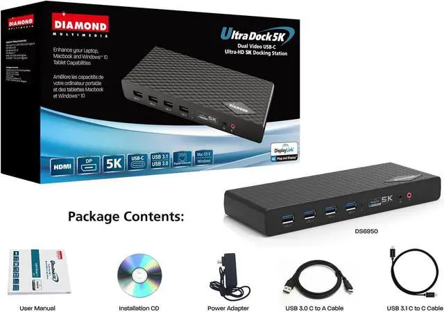 Alt view image 6 of 7 - Diamond DS6950 Ultra Dock 5K/4K USB Type-C, Type-A Docking Station Compatible with Thunderbolt 3 Laptops/Desktop PCs