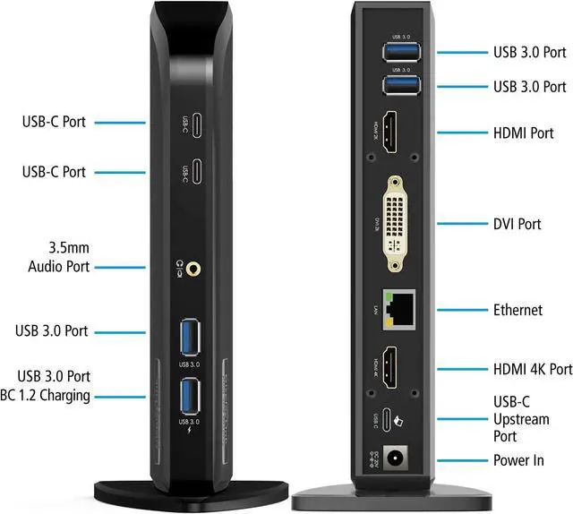 Alt view image 4 of 7 - Diamond Multimedia DS3900PD Diamond Multimedia Triple Display 4K Universal Type-C Docking Station with Power Delivery (65W) for Mac and Windows Equipped Type-C/Thunderbolt 3 Laptops