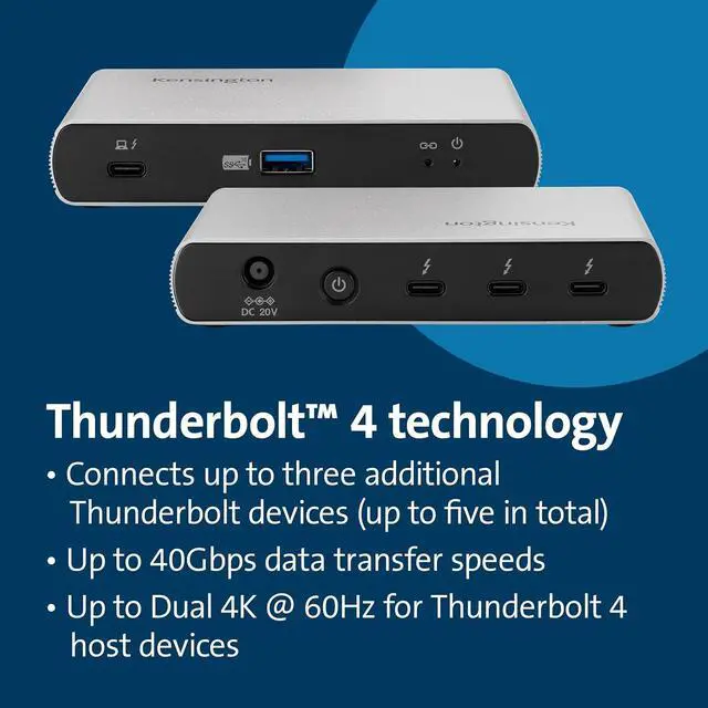 Alt view image 3 of 7 - Kensington SD2600T Thunderbolt 4 Hub, Dual 4K, 65W PD - Mac and Windows (K34036NA)
