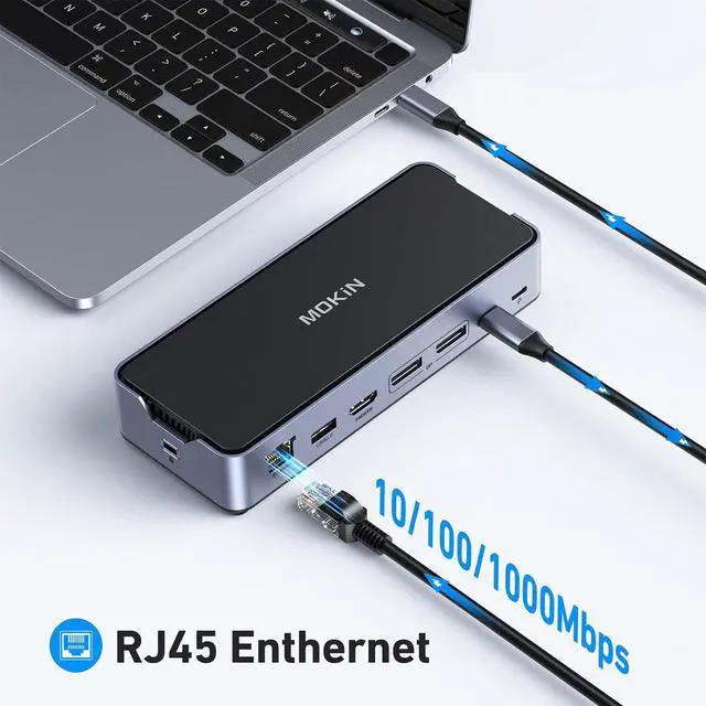 Alt view image 7 of 7 - 8K USB C Laptop Docking Station,Docking Station 3 Monitors with 2*DP&1*HDMI Ports,15 in 1 USB C Dock for Dual/Triple Monitors,6 *USB A/C Ports,100W PD,Ethernet,SD&TF,Audio,for /HP/MacBook/Lenovo
