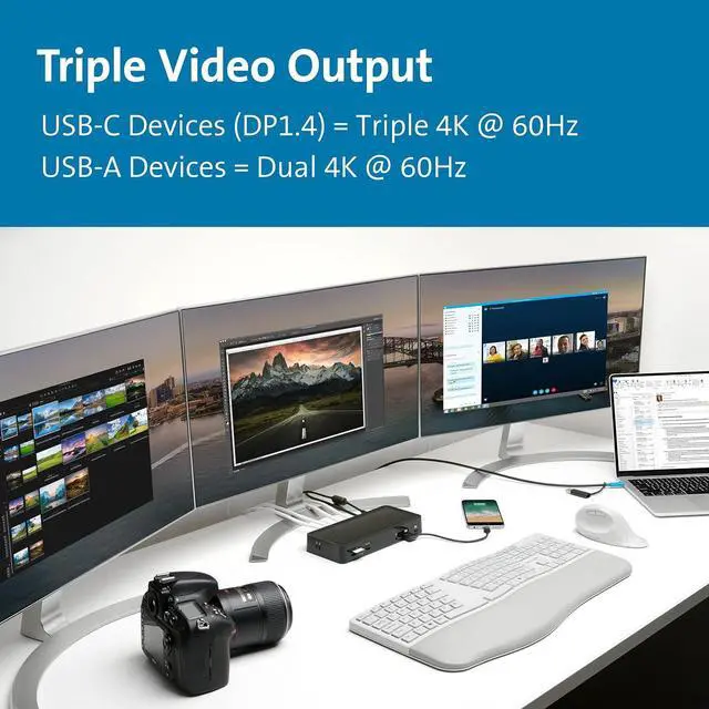 Alt view image 5 of 6 - Kensington SD4900P Triple 4k Display Docking Station for Windows, MacBooks and Surface - 60W PD; USB-C, Thunderbolt 3/4 & USB-A (K36800NA)