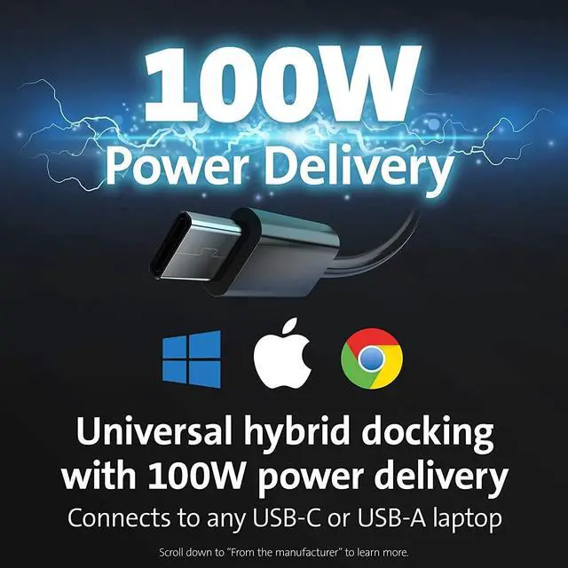 Alt view image 5 of 6 - Kensington SD4780P USB-C and Thunderbolt 3/4 Docking Station for Windows, MacBooks, Surface and Chromebooks  Dual 4K Video, 100W PD (K33620NA), 9.3 x 6 x 3.5 inches