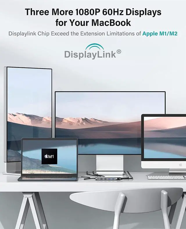 Alt view image 3 of 7 - UtechSmart USB C Docking Station Triple Monitor - Universal Laptop Docking Station 12 in 1 for Thunderbolt 3/4, USB C Dock with USB 3.0 and 4K HDMI for MacBook Pro/Air/M1/M2 & Windows Gray