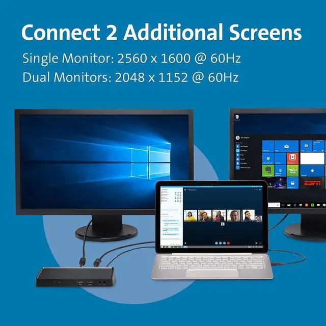 Alt view image 4 of 7 - Kensington SD3650 Universal USB 3.0 Mountable Docking Station, Black (K33997WW)