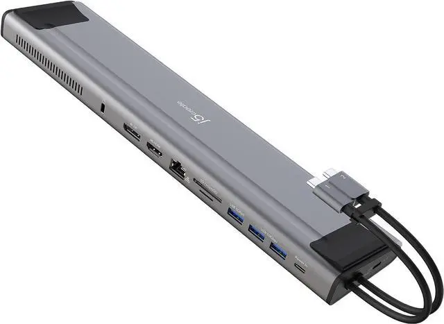Main image of j5create USB C Dual 4K 60Hz Display Docking Station (12-in-1), Built-in M.2 SSD Slot, HDMI, DisplayPort, 10Gbps USB-A, Card Reader, PD 100W, Ethernet, for 2021 MacBook Pro (JCD552)