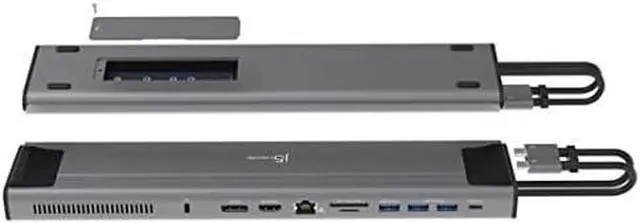 Alt view image 7 of 7 - j5create USB C Dual 4K 60Hz Display Docking Station (12-in-1), Built-in M.2 SSD Slot, HDMI, DisplayPort, 10Gbps USB-A, Card Reader, PD 100W, Ethernet, for 2021 MacBook Pro (JCD552)
