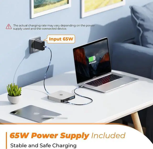 Alt view image 4 of 7 - USB C Docking Station Dual 4K Monitor for M1/M2 MacBook Pro/Air, Universal Triple Display Docking Station with 65W Power Supply, Dual HDMI,VGA,4 USB 3.0,Ethernet, USB C Dock for Dell/Lenovo/HP/Surface