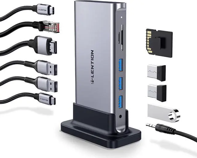 Main image of LENTION USB C Docking Station with 4K 60Hz HDMI, 100W PD, Ethernet, Card Reader, USB 3.0, Aux Adapter for New MacBook Pro/Mac Air/Surface, More, Stable Driver Certified USB C Hub(CB-D54, Space Gray)
