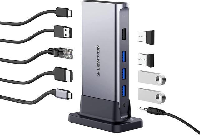 Main image of LENTION USB C Docking with 4K@60Hz HDMI, USB 3.0/2.0, Gigabit Ethernet, 100W PD & Aux Adapter for 2023-2016 MacBook Pro/Mac Air/Surface/Steam Deck, More, Stable Driver Certified (CB-D53s, Space Gray)