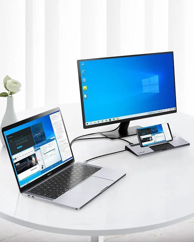 Alt view image 6 of 7 - LENTION USB C Docking Station 100W PD,4K HDMI/DisplayPort,VGA, Ethernet,Card Reader,USB 3.0/2.0,Aux Adapter Compatible 2022-2016 MacBook Pro,New Mac Air/Surface,Steam Deck,More (CB-C95, Space Gray)