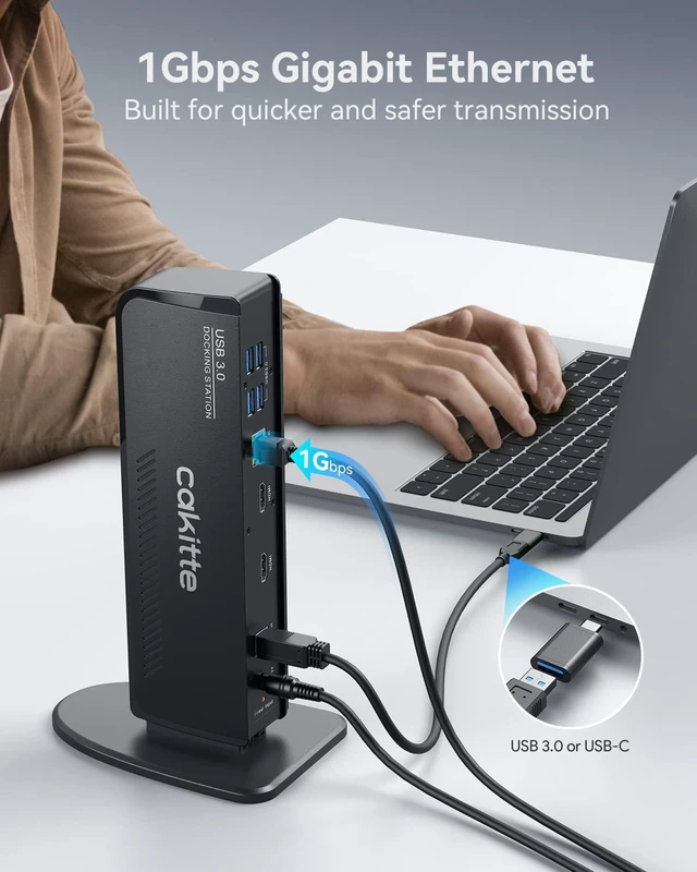 Alt view image 5 of 6 - USB 3.0 Dual Monitor Docking Station Universal Laptop Dock for MacBook & Windows