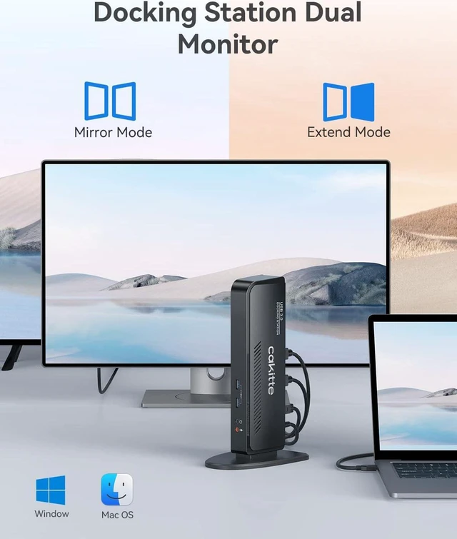 Alt view image 3 of 6 - USB 3.0 Dual Monitor Docking Station Universal Laptop Dock for MacBook & Windows