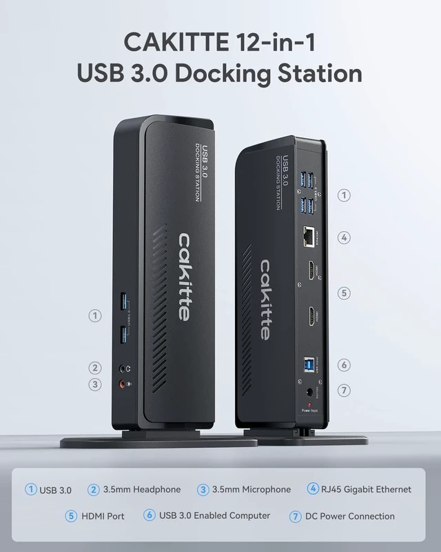 Alt view image 2 of 6 - USB 3.0 Dual Monitor Docking Station Universal Laptop Dock for MacBook & Windows