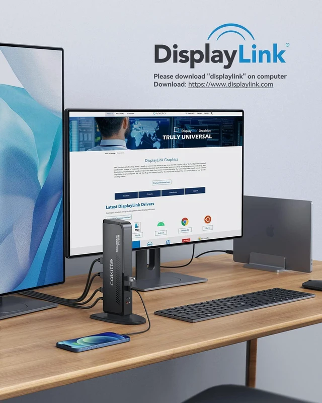 Alt view image 6 of 6 - USB 3.0 Dual Monitor Docking Station Universal Laptop Dock for MacBook & Windows