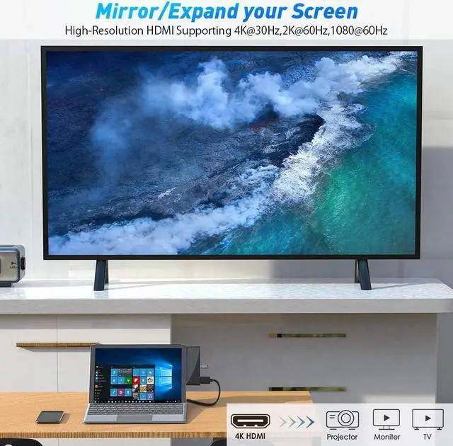 Alt view image 6 of 7 - 6-in-2 Surface Go/Go 2/Go 3 Docking Station, Microsoft Surface Go Docking Station with 4K HDMI Port, 2 USB 3.0 Ports(5Gbps), 3.5mm Earphones Jack, SD/TF Card Reader for Microsoft Surface Go 3/Go 2/Go