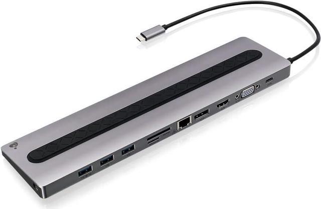 IOGEAR USB-C 8 Port Low Profile Docking Station - 4K@30Hz - 1 HDMI - 1  DisplayPort - 1 VGA - 1 Ethernet - 3 USB 3.0 A Ports - 1 USB-C 100W  Charging