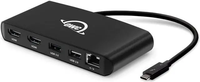 Main image of OWC Thunderbolt Mini Dock, Bus-Powered 5-Port Multi-Adapter with Dual 4K HDMI, Dual USB, Gigabit Ethernet, Integrated 7.2-inch Thunderbolt Cable, for Thunderbolt (USB-C) Equipped Mac and PC