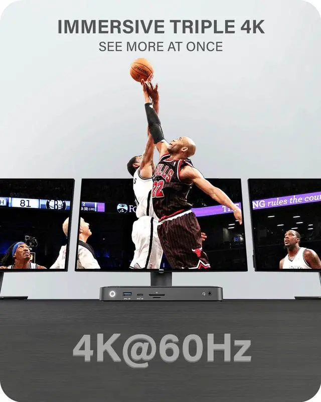 Alt view image 3 of 7 - ALOGIC MX3 4K Triple Display 11-in-1 Docking Station with 100W Laptop Charging for windows, 3x DisplayPort, 3x USB-A, USB-C, 3.5mm TRRS Audio/Microphone Jack, RJ45 Ethernet, SD & Micro SD Card Reader.