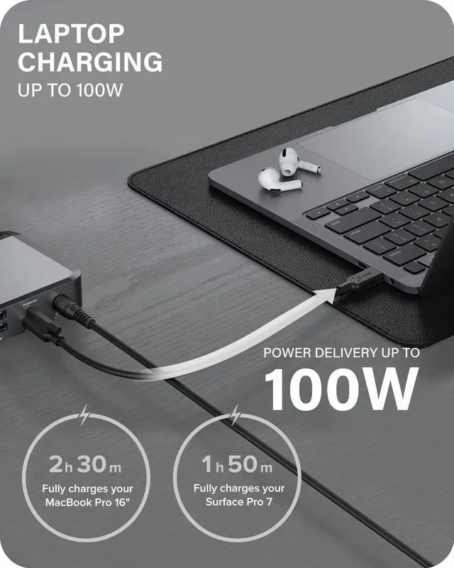 Alt view image 4 of 7 - ALOGIC MX3 4K Triple Display 11-in-1 Docking Station with 100W Laptop Charging for windows, 3x DisplayPort, 3x USB-A, USB-C, 3.5mm TRRS Audio/Microphone Jack, RJ45 Ethernet, SD & Micro SD Card Reader.
