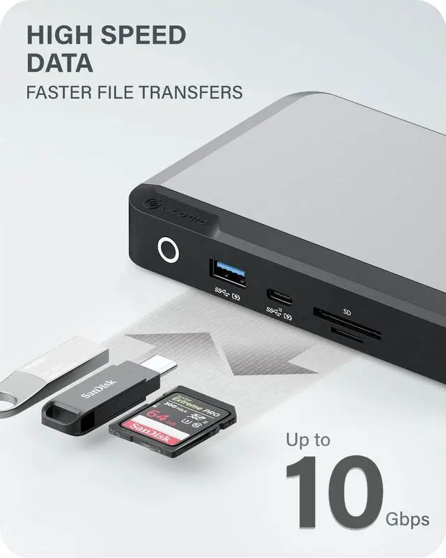 Alt view image 5 of 7 - ALOGIC MX3 4K Triple Display 11-in-1 Docking Station with 100W Laptop Charging for windows, 3x DisplayPort, 3x USB-A, USB-C, 3.5mm TRRS Audio/Microphone Jack, RJ45 Ethernet, SD & Micro SD Card Reader.