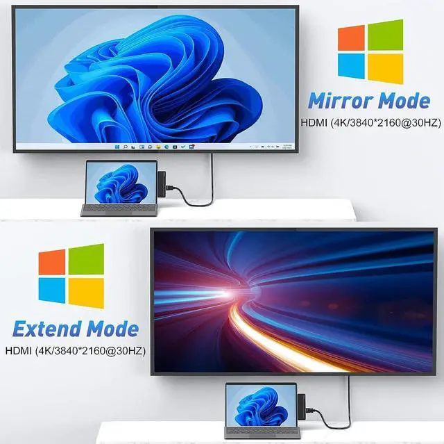 Alt view image 5 of 7 - 8-in-2 Surface Pro 9 Pro 8 Docking Station, Surface Pro 8 Hub with 4K HDMI,100W USB-C Thunderbolt 4(Display+Data+PD Charging), USB C(Data), Audio,2*USB 3.0, TF/SD Card for Microsoft Surface Pro 9/8/X