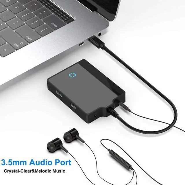 Alt view image 6 of 7 - USB C Docking Station HDMI VGA, 7-in-1 USB C Hub Adapter with 4K HDMI,VGA, 2 USB3.0 Ports, Type C Data Port, DC5V Power Plug, Audio Interface for Steam Deck Mac Book, Surface pro 9/8