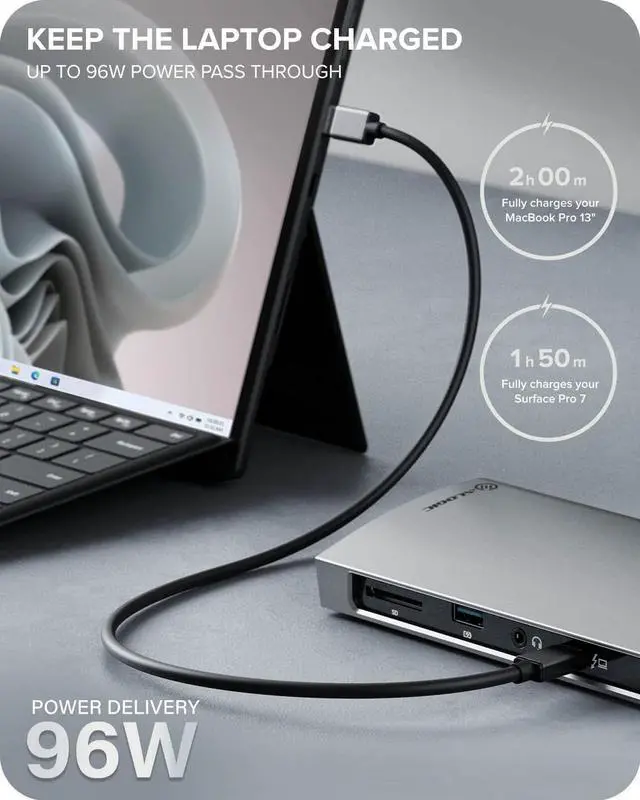 Alt view image 5 of 7 - ALOGIC Thunderbolt 4 Blaze 10-in-1 Docking Station, 3xUSB-C 4.0, 3xUSB-A 3.1 Gen 2, 1xUSB-A 2.0, 96W PD, 4K@60Hz, Audio Jack, Ethernet, SD Card Reader, Windows & Mac Compatible.