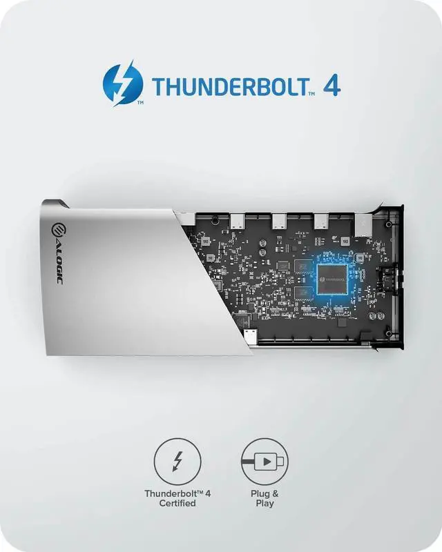 Alt view image 4 of 7 - ALOGIC Thunderbolt 4 Blaze 10-in-1 Docking Station, 3xUSB-C 4.0, 3xUSB-A 3.1 Gen 2, 1xUSB-A 2.0, 96W PD, 4K@60Hz, Audio Jack, Ethernet, SD Card Reader, Windows & Mac Compatible.