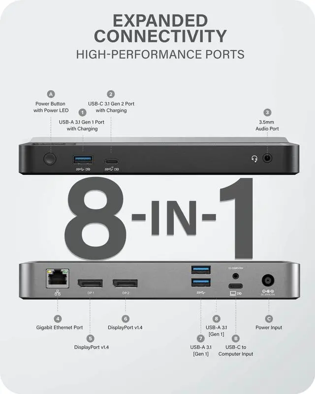 Alt view image 2 of 7 - ALOGIC Dual 4K Display Universal Docking Station  DX2 with 65W Power Delivery (Laptop Charging)