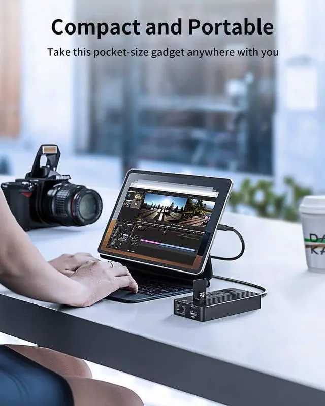 Alt view image 6 of 7 - ACASIS 10-in-1 USB-C Hub with SSD Enclosure, 10Gbps M.2 NVMe Enclosure, 4K 60Hz HDMI Port, USB A 3.1 Port, 100 W Power Delivery, Aluminum Alloy USB C 3.1 Enclosure for M.2 PCIe NVMe and SATA SSD