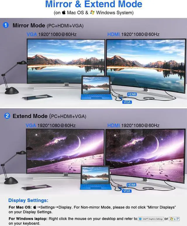 Alt view image 3 of 7 - Docking Station, USB C Hub, TOTU 12 in 1 Surface Pro Docking Station with 4K HDMI, Ethernet, VGA, 92W PD, USB-C 3.0 and 2 USB 3.0 for MacBook Pro Air and Type-C Laptops with Thunderbolt 3 or 4