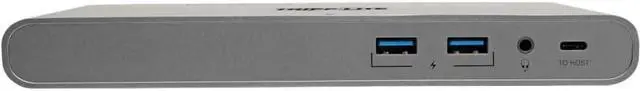 Alt view image 5 of 7 - Tripp Lite International USB-C Docking Station, Triple Monitor Support, EU & UK Power Cables, 4K @ 30Hz HDMI & DisplayPort, VGA, Gigabit Ethernet, 100W USB-C Charging, 3-Year Warranty (U442-DOCK4-INT)