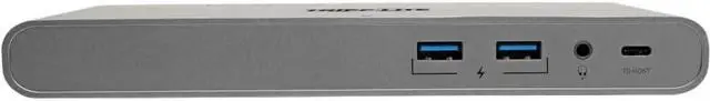 Alt view image 7 of 7 - Tripp Lite International USB-C Docking Station, Triple Monitor Support, EU & UK Power Cables, 4K @ 30Hz HDMI & DisplayPort, VGA, Gigabit Ethernet, 100W USB-C Charging, 3-Year Warranty (U442-DOCK4-INT)