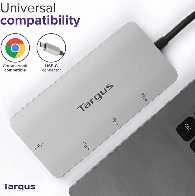 Alt view image 3 of 6 - Targus USB-C to 4-Port USB-A Hub, Gray (ACH226EU)