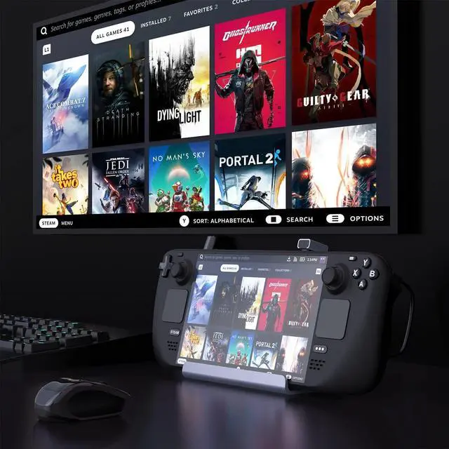 Alt view image 7 of 7 - Docking Station for Steam Deck, 4K@60Hz HDMI 2.0 Steam Deck Dock with Gigabit Ethernet, 3 USB-A 3.0, 100W Full Speed Charging USB-C Port and HDMI 2.0 4K@60Hz Compatible with Valve Steam Deck