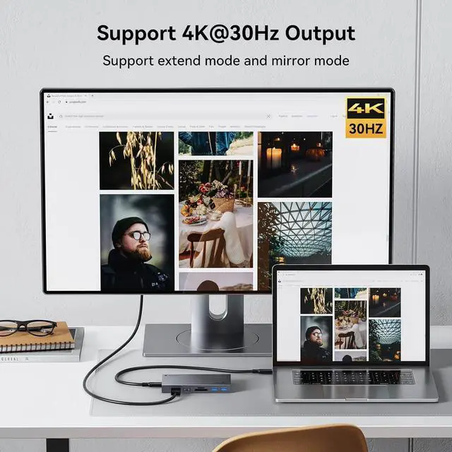 Alt view image 4 of 7 - Yottamaster Aluminum USB C Hub with M.2 NVMe SSD Enclosure, 10-in-1 USB C Docking Station 10Gbps for NVMe PCI-E M.2 SSD, Support 100W Charging, 4K HDMI, RJ45, 4 USB Ports, Audio, SD/TF Card Reader