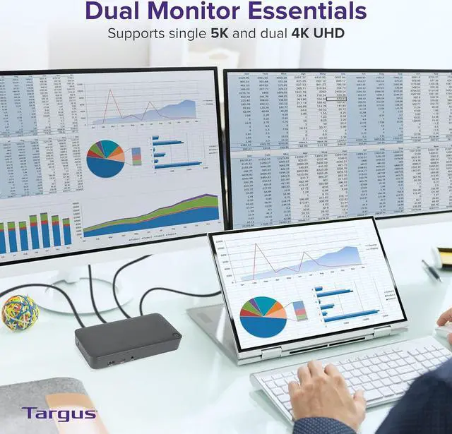 Alt view image 4 of 6 - Targus USB C Docking Station Universal DV4K, USB C Laptop Docking Station Dual Monitor 2 DisplayPort, Power Delivery 3.0 65WDC, Works w/ Operating Systems Like Windows, Mac, Android, iOS (DOCK315USZ)