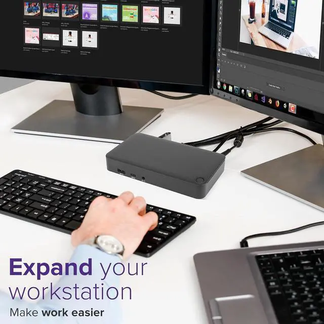 Alt view image 5 of 6 - Targus USB C Docking Station Universal DV4K, USB C Laptop Docking Station Dual Monitor 2 DisplayPort, Power Delivery 3.0 65WDC, Works w/ Operating Systems Like Windows, Mac, Android, iOS (DOCK315USZ)