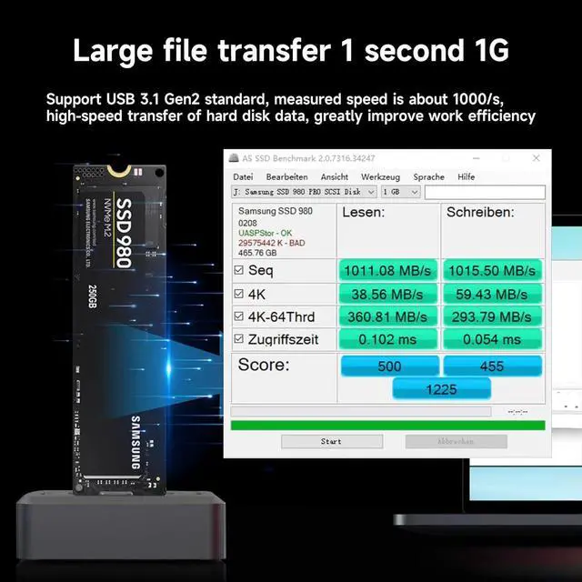Alt view image 4 of 7 - NVMe to USB Docking Station with Cloning Software, AOKO M.2 PCI-e NVMe SSD to USB Reader Adapter for System Hard Disk Upgrade Backup and Online Clone