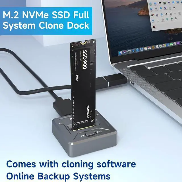 Alt view image 2 of 7 - NVMe to USB Docking Station with Cloning Software, AOKO M.2 PCI-e NVMe SSD to USB Reader Adapter for System Hard Disk Upgrade Backup and Online Clone