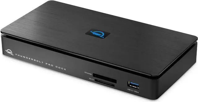 Main image of OWC 10-port Thunderbolt Pro Dock, 85W charging, Dual Thunderbolt 40 Gb/s (USB-C), USB-C and (3) USB Type A 10Gb/s, DisplayPort, 10GbE, CFexpress, SD, Single 8K or Dual 6K 60Hz Displays, For Mac and PC