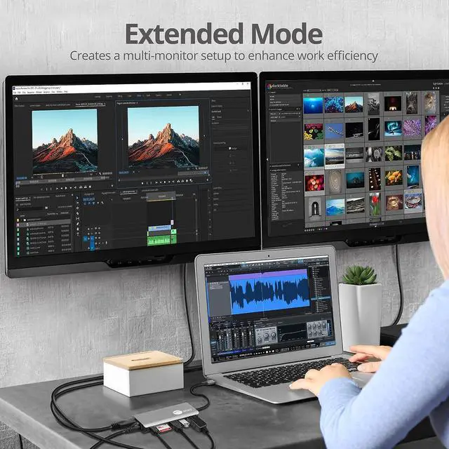 Alt view image 4 of 7 - SIIG USB-C MST Video with Hub, LAN and PD 3.0 Docking, USB-C Multiport Adapter, 4K HDMI or Displayport Video, Dual 1080p, 100W PD, 2X USB 3.0 Ports, USB-C Port, Ethernet/SD (JU-DK0F11-S1)